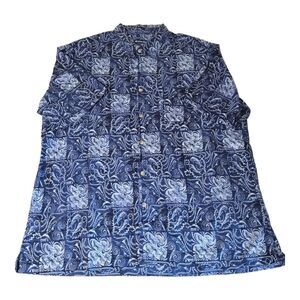 West Marine Men's Blue Batik Fish Shirt 2XL